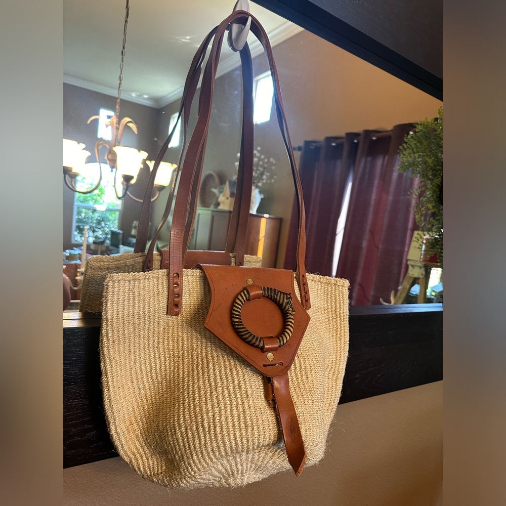 Wicker and Leather Handbag